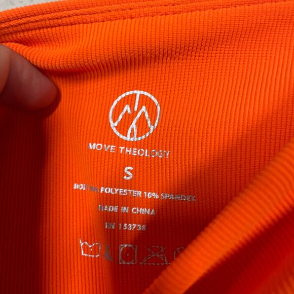 Move Theology Small Ribbed Contour Tank Shorts Workout Set Orange 2 Piece - Picture 12 of 14
